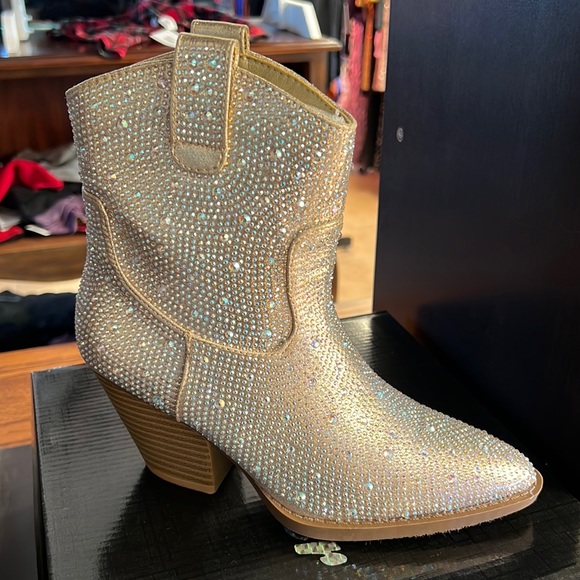Forever Unique Shoes - Champagne Bling Boots